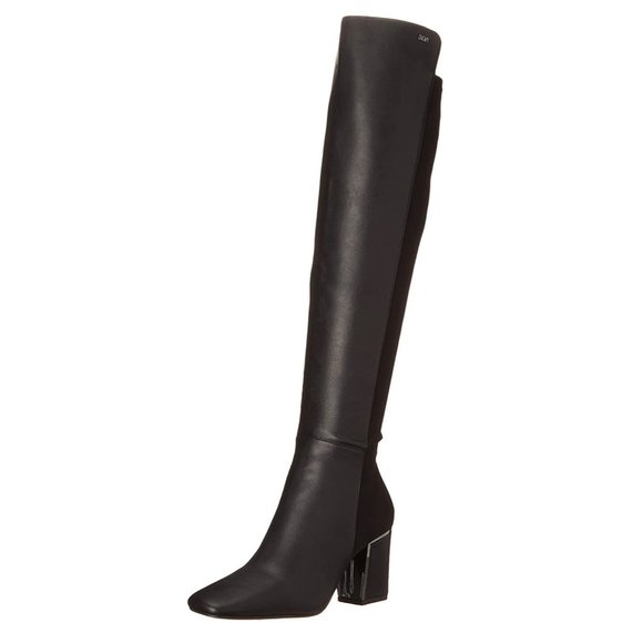 DKNY Women's Cilli Square-Toe Knee-High Dress Boots Black 5.5M - Picture 1 of 7